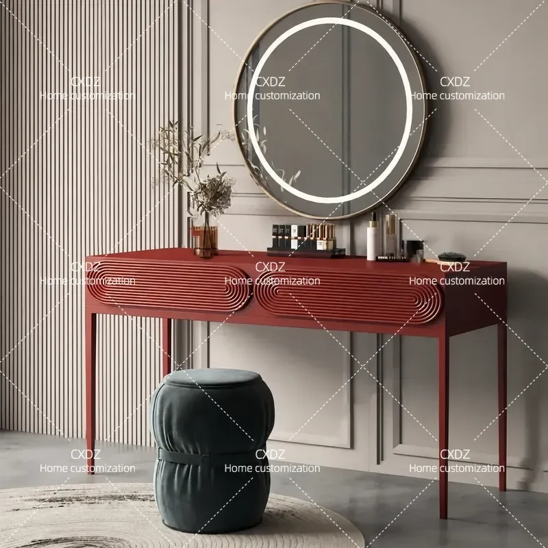Modern Minimalist Solid Wood Dressing Table Painted Finish Bedroom Desk Computer Writing Table Artistic Vanity Furniture