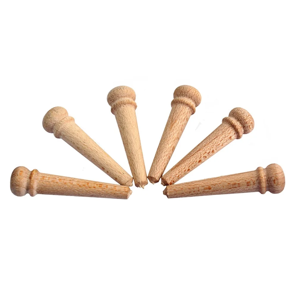 

6Pcs Maple Wood Bridge Pins for Acoustic Guitar Natural Finish Vintage Style Replacement String Pegs Set Folk Instrument