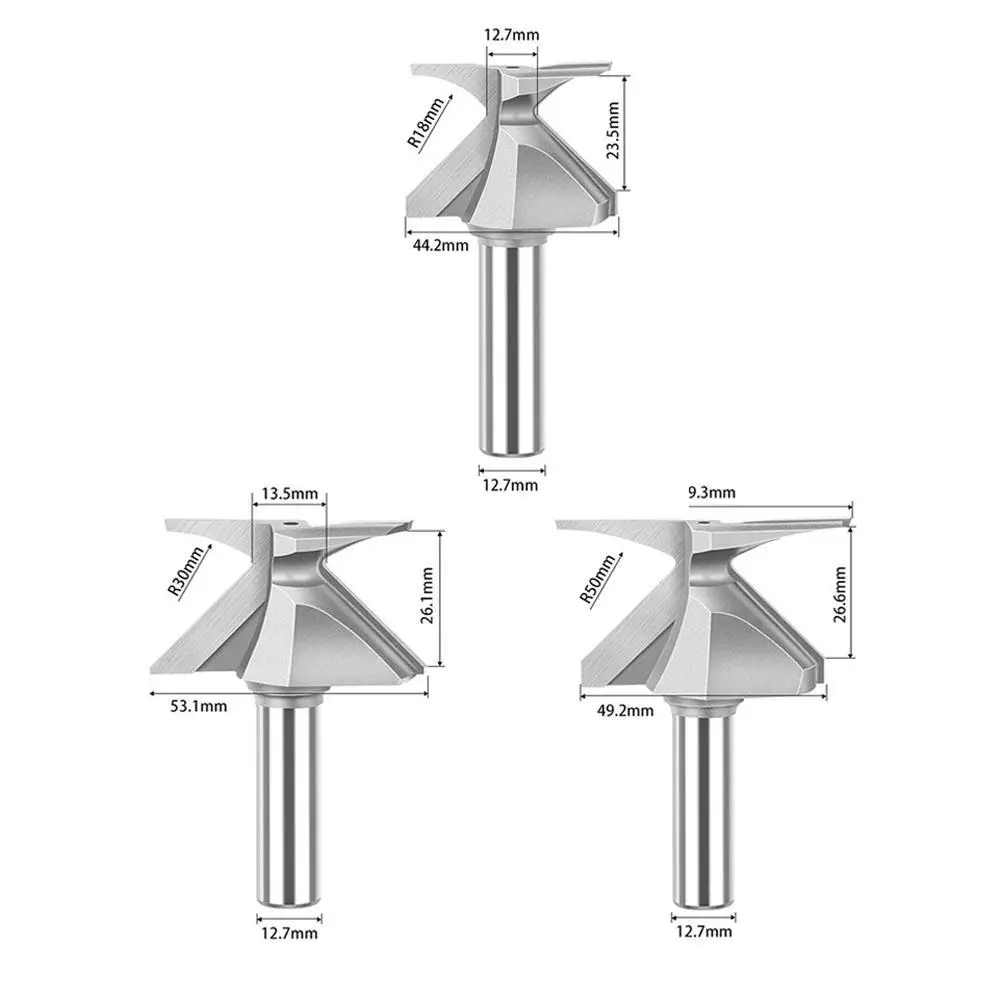 1/2 Inch Shank 12mm Shank Arc Bending Integrated Knife Forming Knife R18 R30 Router Bits For Woodworking Milling Cutter