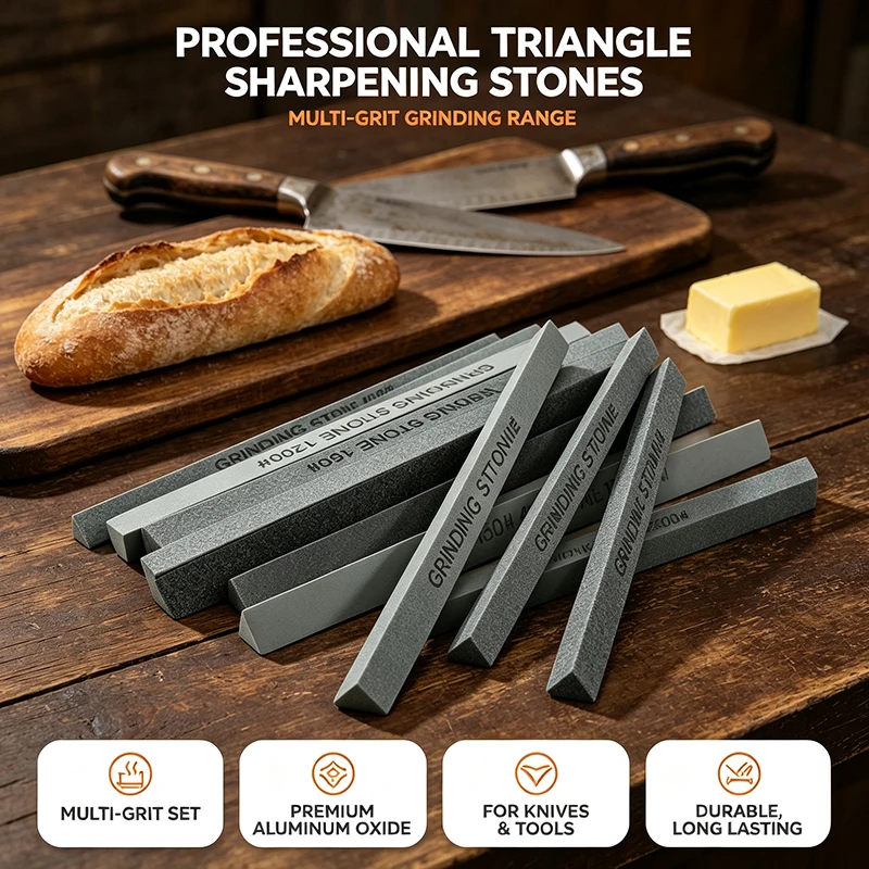 80-3000 Grit Whetstone Sharpening Stone Set Silicon Carbide Triangle Knife Scissor Sharpener Oil Stone Kitchen Honing Polishing