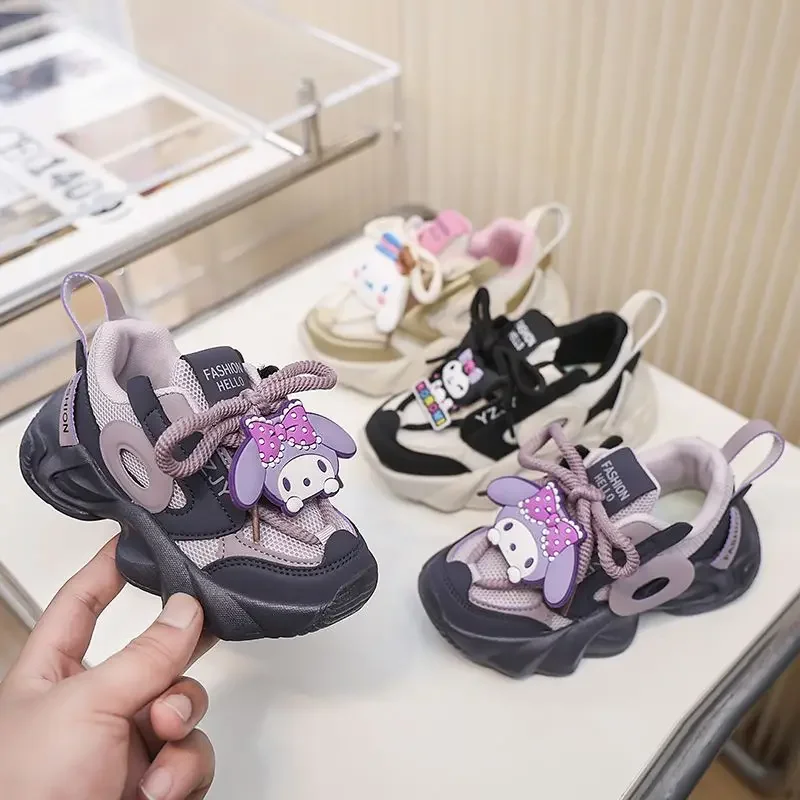 2024 Sanrio Kuromi Children Casual Sports Shoes My Melody Cinnamoroll Princess Sneakers Cartoon Cute Board Shoes Gift for Kids