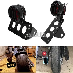 Soporte de placa de matrícula de luz trasera de motocicleta, montaje lateral, compatible con Harley Sportsters Bobber Honda Yamaha