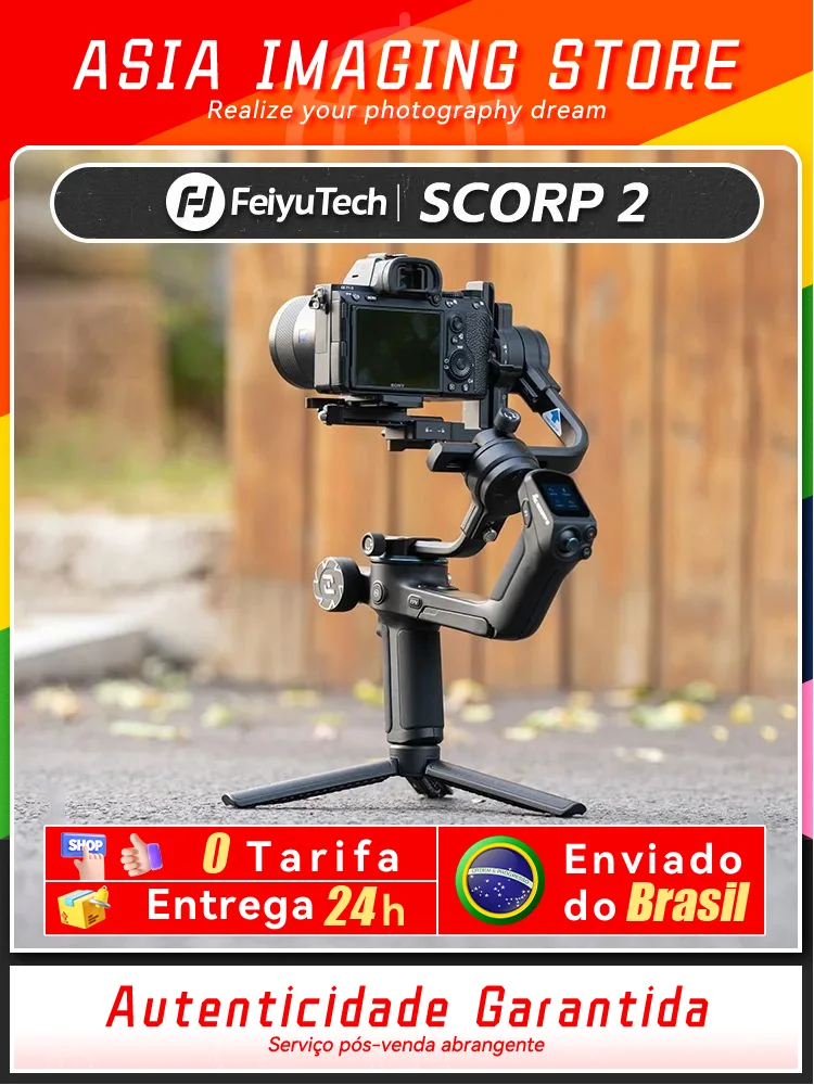 FeiyuTech SCORP 2 Camera Gimbal Stabilizer 3-Axis Handheld Mirrorless DSLR for Sony ZVE10 A7IV A6400 Canon R Nikon Feiyu Tech