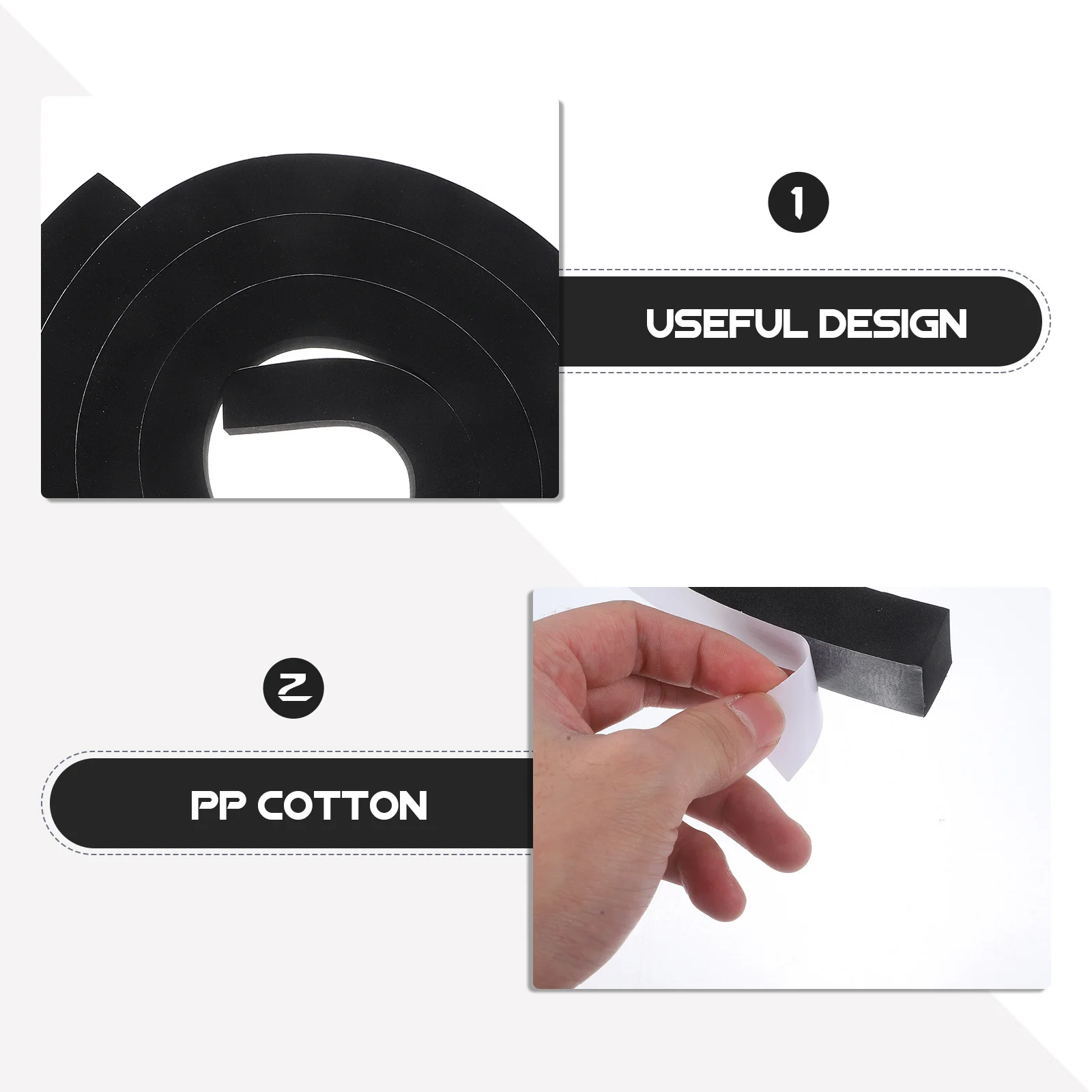 

2pcs 2 Rolls 1In*3/4In*13Ft Self Adhesive Foam Sealing Tape For Door Window Gap Caulk Strip Bathroom Seal Strip Weatherproof