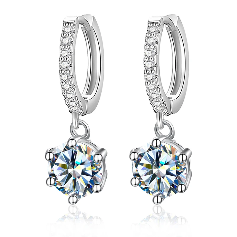 Orecchini a cerchio con diamanti Moissanite certificati GRA Brilliant 1CT per regalo da donna gioielli in vero argento Sterling 925 di alta qualità