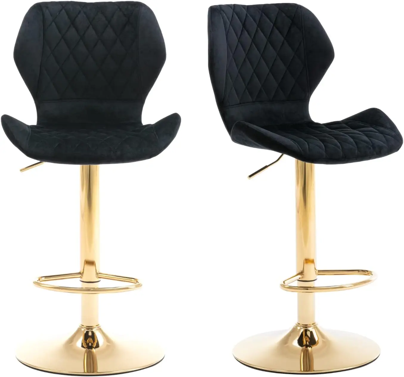 

Swivel Adjustable Bar Stools Set of 2 Modern Gold Counter Height Bar Chairs for Kitchen Island Velvet Tall Barstools with Bac