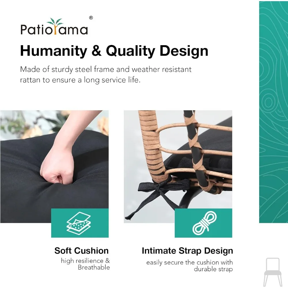 مجموعة مقاعد بار خارجية مكونة من 4 قطع، ومقاعد بارتفاع منضدة الفناء وكراسي بار مع مسند للقدمين، مجموعة بار من الخيزران البيج المنسوج يدويًا بدون ذراع