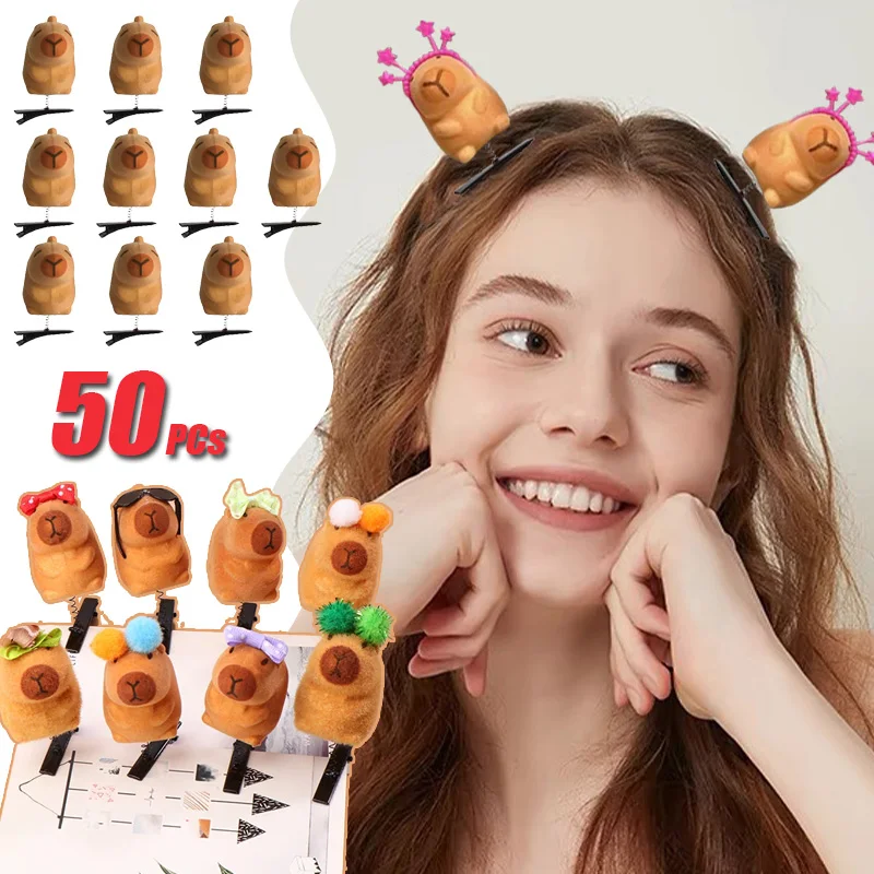 5~50pcs Funny 3D Kapibala Plush Hairpin Fashion Animal Lovely Capybara Hair Clip Accessories Headwear Wholesale Gift