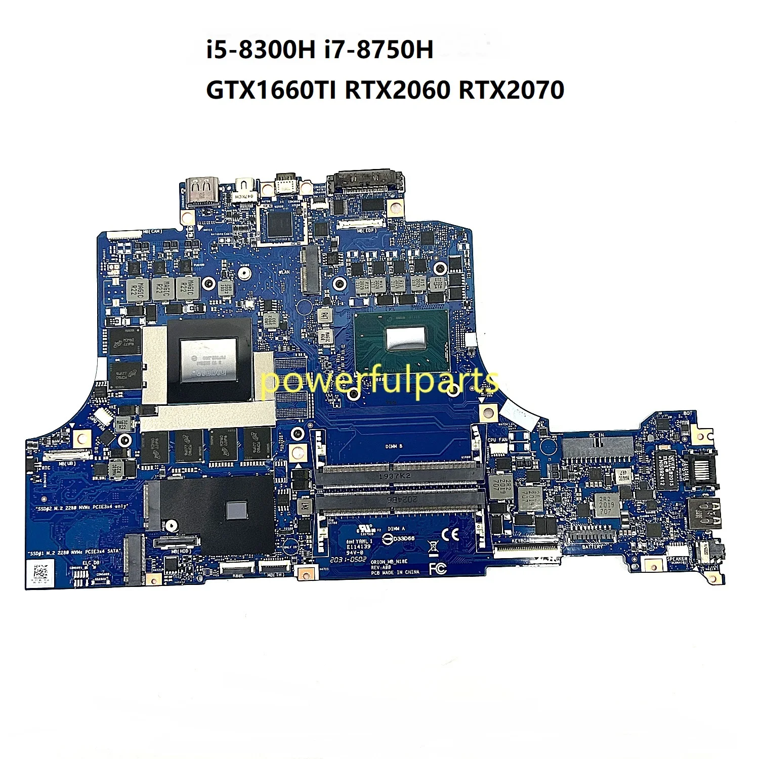 

Материнская плата для DELL Alienware m15 m17 0RI0B_MB_N18E 0900DH 01F1MV 0GW6VK 0TTKRP i5 i7 CPU GTX1660 RTX2060 2070 GPU работает хорошо