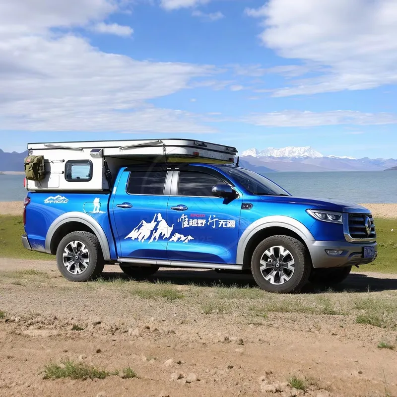 Universal Off-Road Truck Camper, Foldable Top Design, Reasonable Layout with Matching Solar Panel Power Supply System