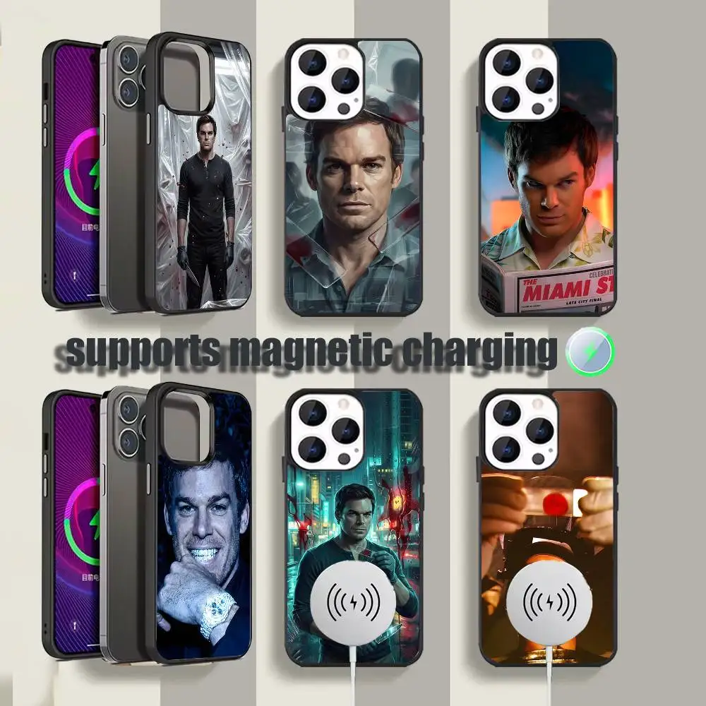 

D-Dexter Morgan Black Phone Case For iPhone 17,16,15,14,13,12,11,Pro,Max,Plus,Mini,SE4,E Magnetic Wireless Charging