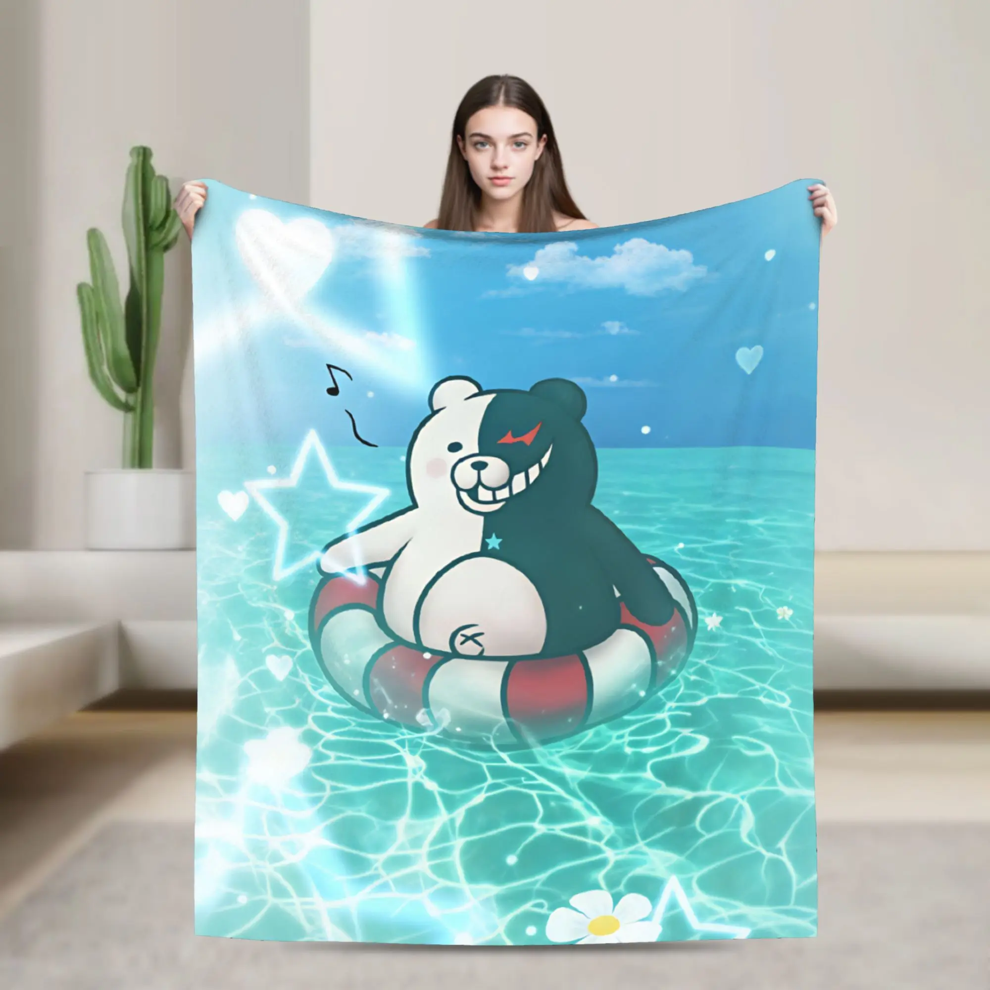 Warm Soft BlanketChildren Camping Danganronpa Throw Blanket  Flannel Bedspread For Home Decor Fluffy Sofa Bed Cover