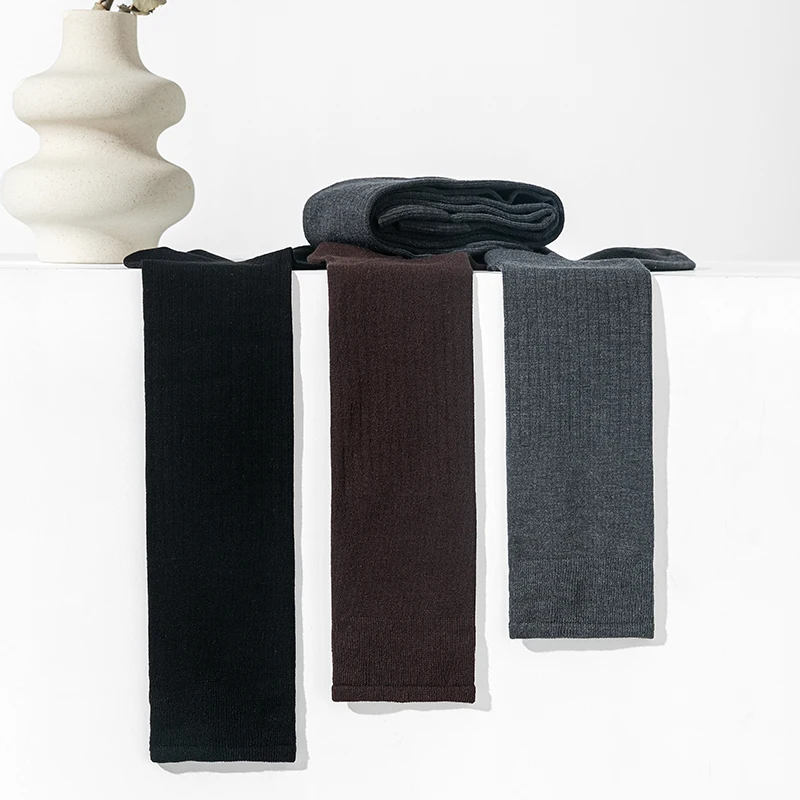 

2 пары 33 см носков до середины икры, женские осенне-зимние 260 игл, высокая плотность, длинные носки из 100% шерсти, утягивающие носки с ворсом