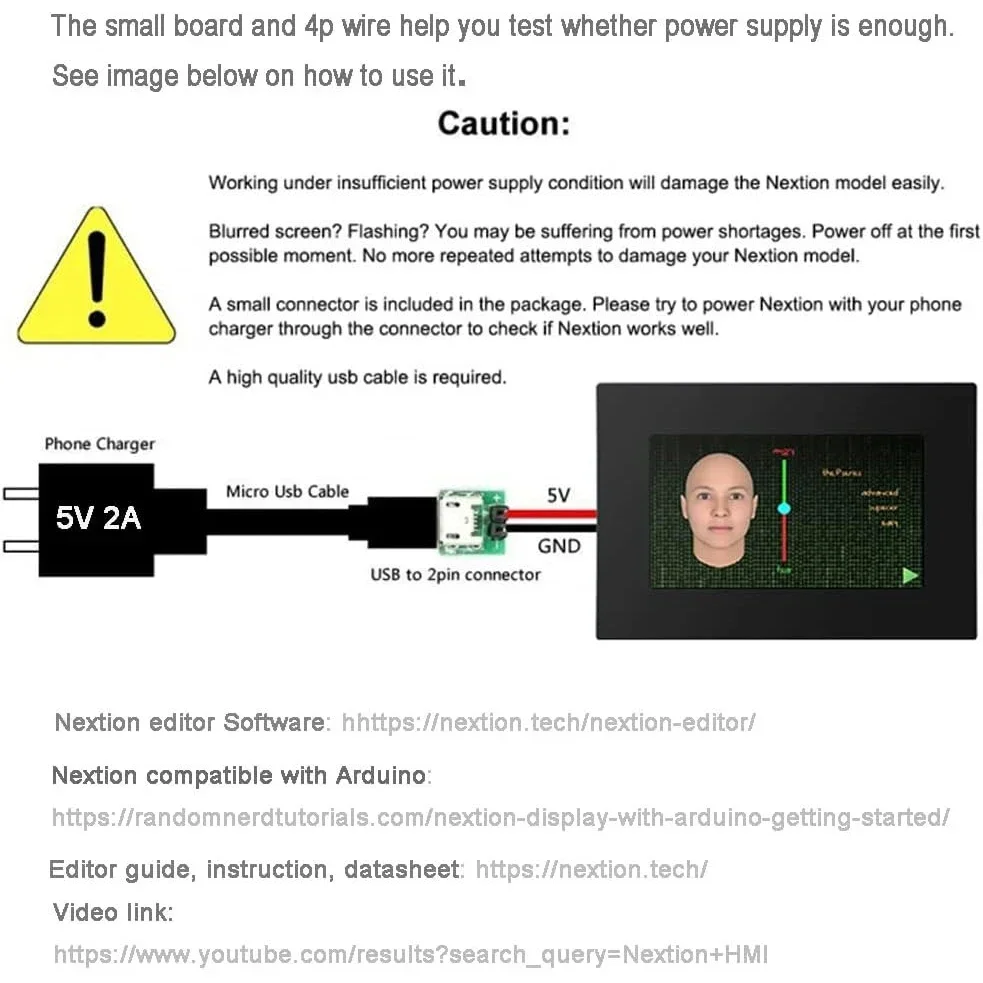 Nextion NX8048P070-011C-Y 7" 800x480 Touch Capacitivo HMI TFT LCD 65K Colori 5V con Custodia RTC e GPIO per Arduino/Industriale