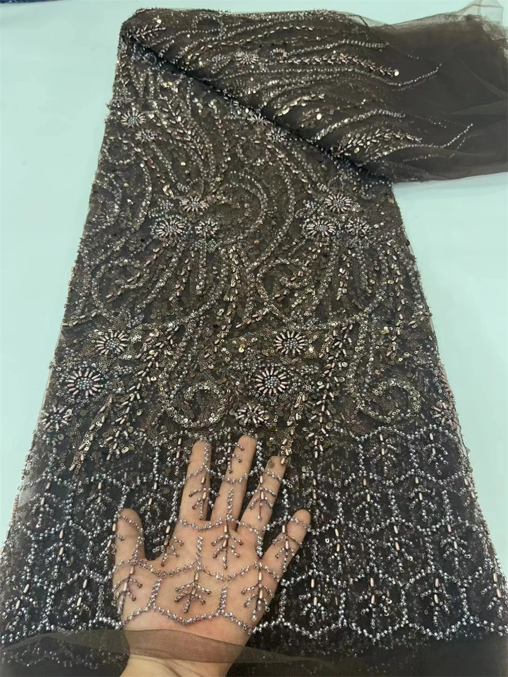 Tessuto di pizzo broccato oro 2024 Tessuto di organza jacquard di alta qualità Tessuto di pizzo damascato africano 5 metri Abiti da sera per le donne