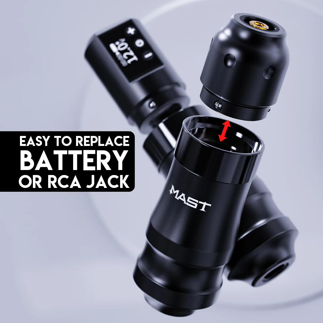 ماست ميني كيت كورليس موتور 1600 مللي أمبير قدرة عالية 2 بطاريات وكابل RCA 3.6 مللي متر السكتة الدماغية مجموعة ماكينة رسم الوشم التجميلي الكاملة #3