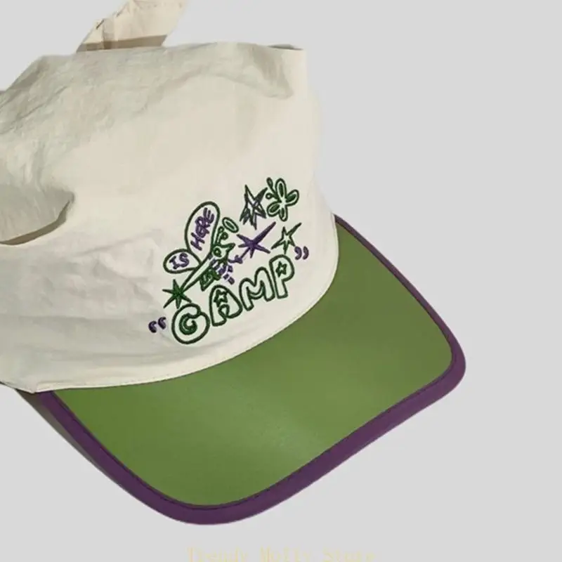 

N5KB Quick Drying Baseball Hat for Women Girls Embroidery Headscarf Adjustable Hat
