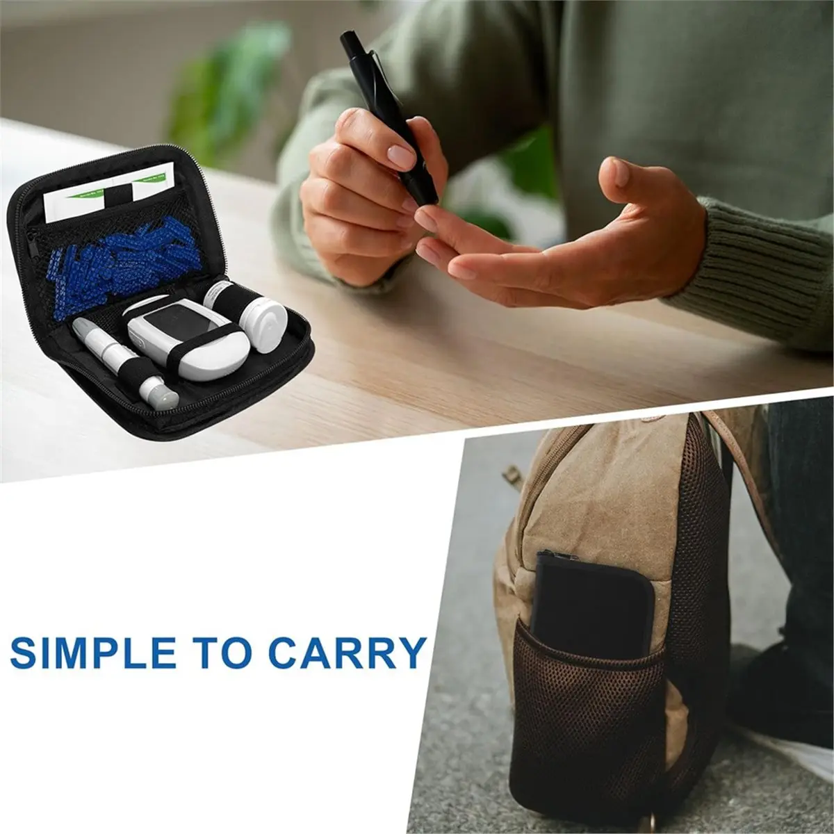 L! DT396^Diabetes Supply Case, Diabetic Organizer Carrying Case Kit, Diabetes Testing Kit Cases, Blood Glucose Meter Storage Bag