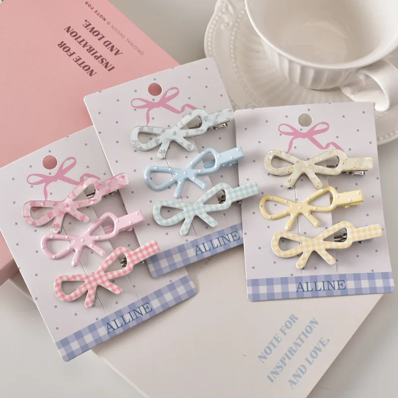 

Dopamine Hair Clips Set for Girls Cute Polka Dot Bow Hairpin Sweet Korean Fashion Duckbill Snap Side Hair Clips for Teen Girls