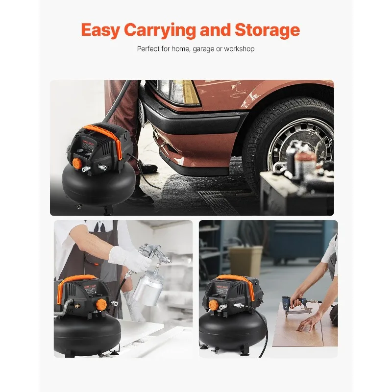 Sprężarka powietrza 6-galonowa 1,7 KM 2,3 CFM przy 90 PSI i maksymalnym ciśnieniu roboczym 150 PSI