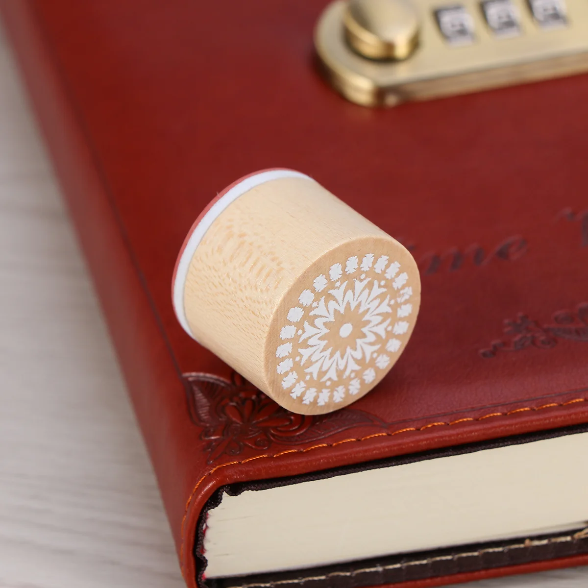 Timbres en bois en forme de cercle, sceaux à motif de dentelle, utilisés pour la décoration de cadeaux de Noël, tampons en caoutchouc en bois (-01)