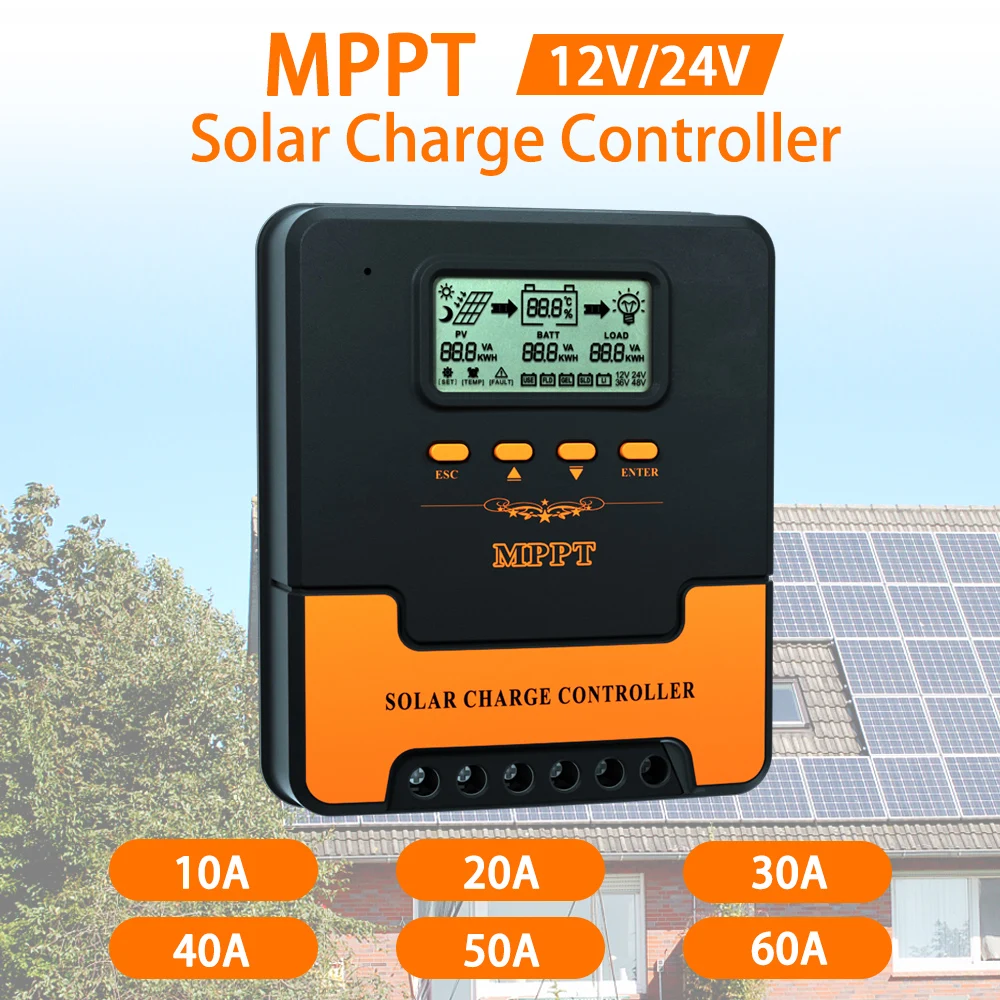 

12V 24V Auto MPPT Smart Solar Charge Controller 20A/40A PV Regulator Dual USB For Lifepo4 Lithium GEL Lead Acid Batteries