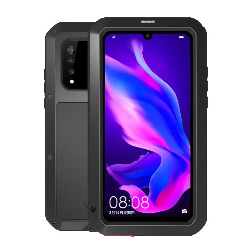 Love Mei Heavy Duty Full Protection Case For Huawei P40 P30 Pro Lite Nova4e Shockproof Soft Silicone Metal Cover Toughened Glass