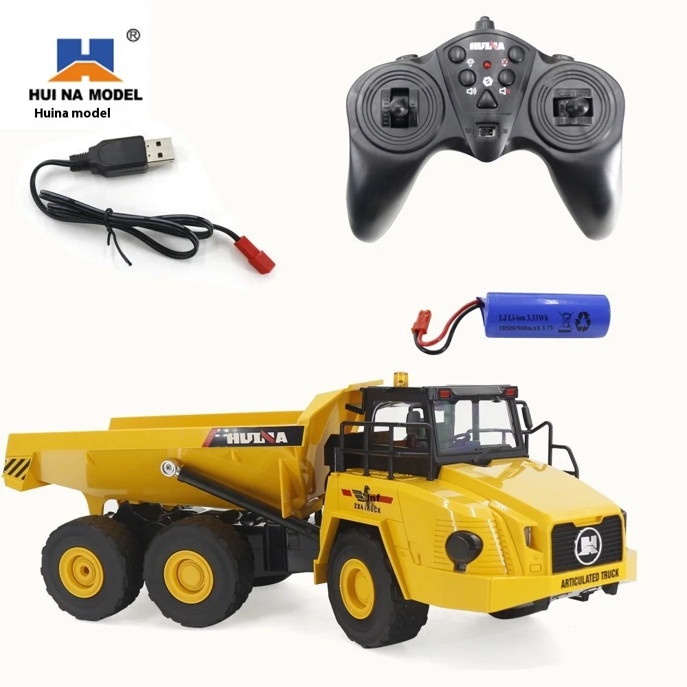 Huina 1: 16, modelo de Control remoto de once canales, camión volquete, coche de transporte de simulación eléctrica, juguete para regalo para niños
