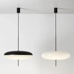 Lámpara colgante de platillo volador moderno, accesorio de decoración para restaurante, estudio, sala de estar, dormitorio, Bar, 50cm, blanco y negro