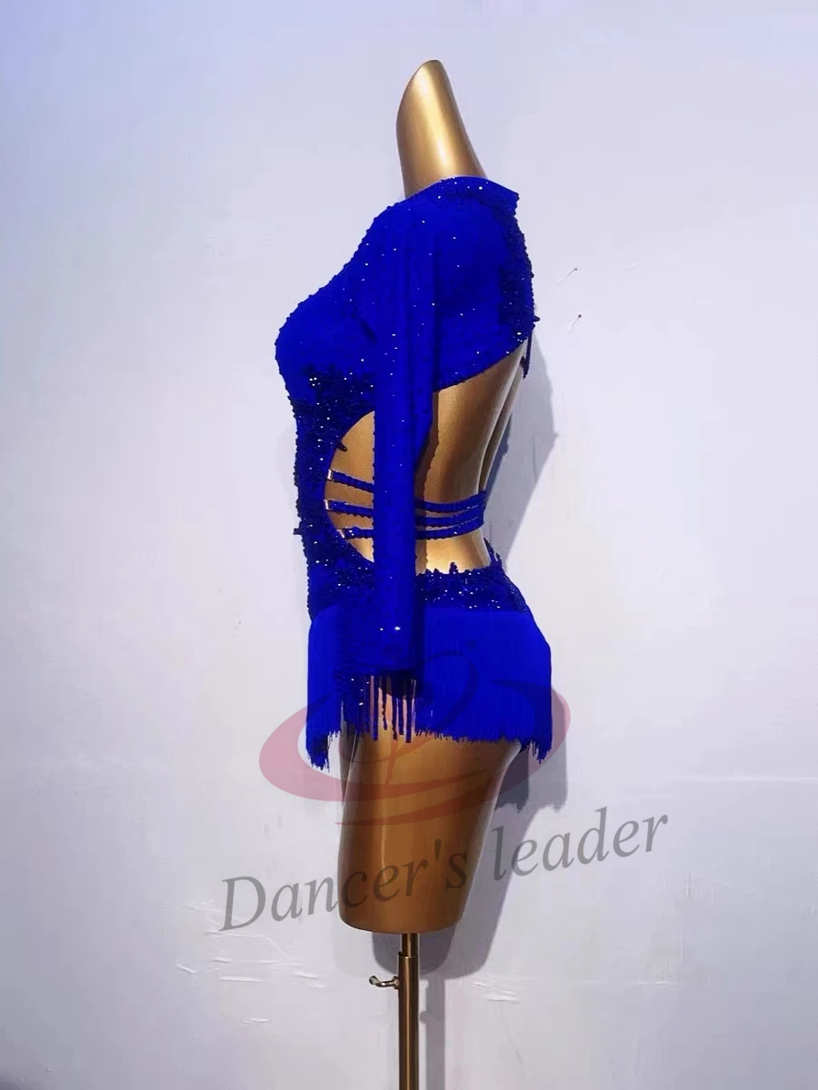 Latin Dance dress High-end Custom Full Diamond Waist Hollow Cha Cha Tango Female Adult Stage Professional Clothing