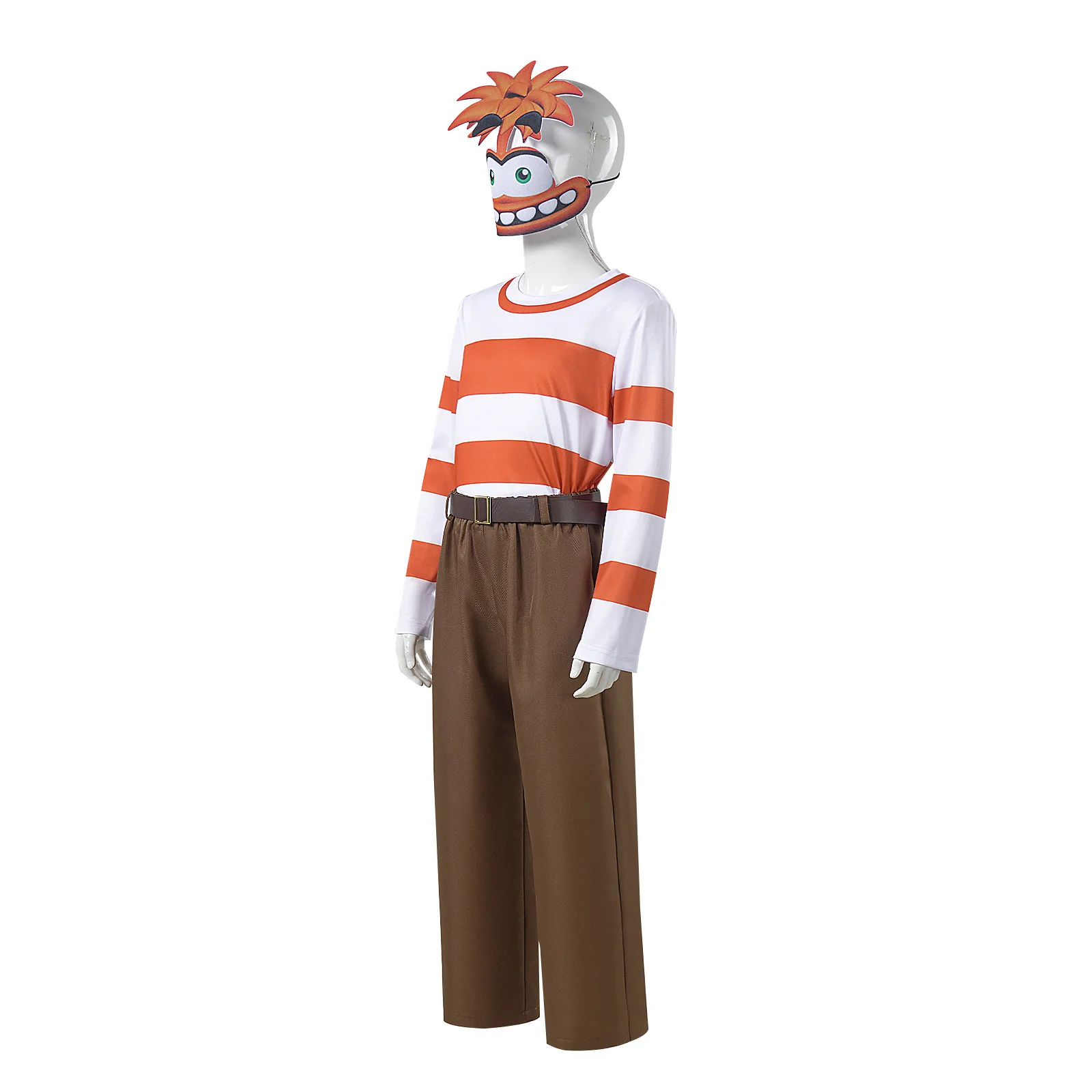 Child Anxiety Halloween Costume Emotions Cartoon Movie Cosplay T-shirt Pants Set with Mask Inside Out 2 Anxiety\'s Outfit for Kid