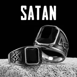 Lucifer Satan Gem Stone Men Rings Stainless Steel Women Jewelry Vintage Punk Rock Cool Stuff Fashion Accessories Gift Wholesale