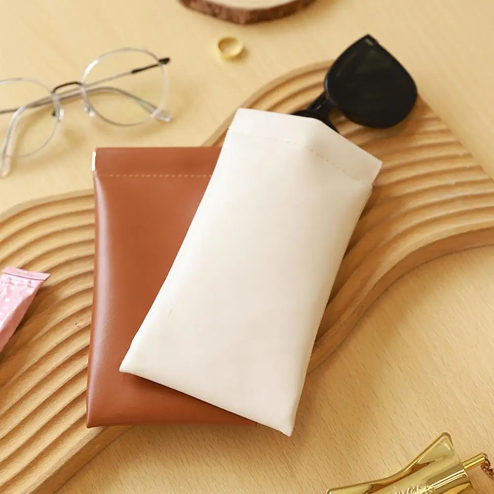 4Pcs Faux Leather Snap Closure Storage Bag Electroplated Shrapnel Organizer Pouch Lipstick Key Holder Data Cable Storage Case