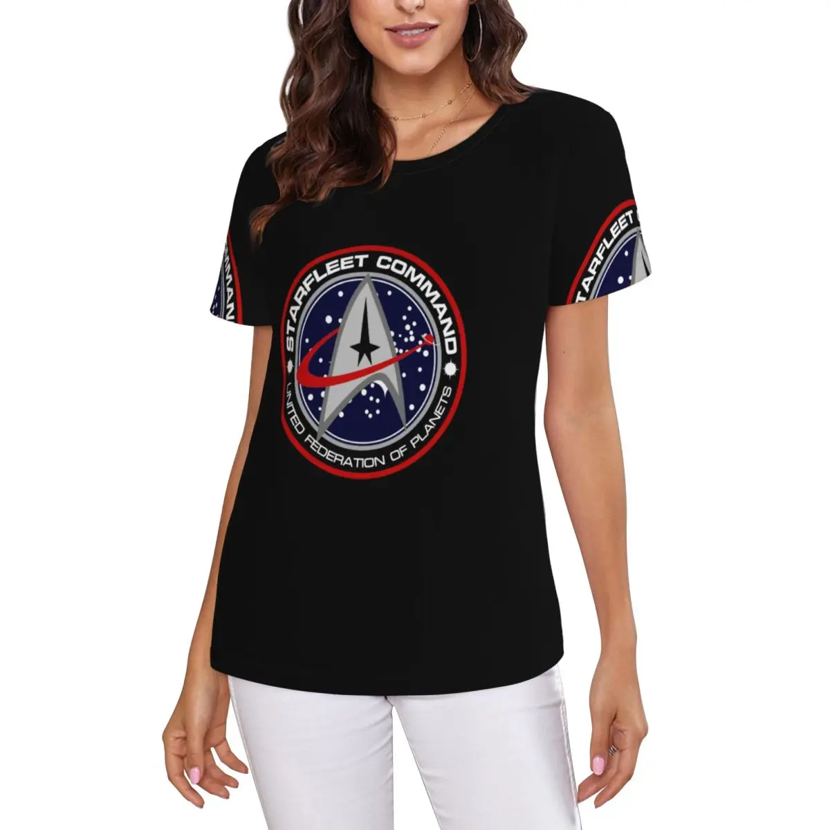 Star Treks Science Fiction TV Series T-Shirt Women Short Sleeve T Shirts Crew Neck Clothing Cotton Summer Tees Streetwear