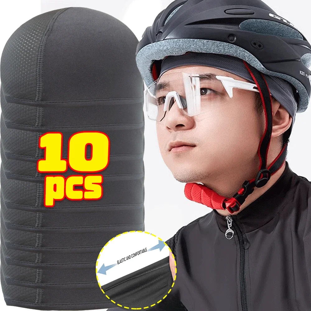 

1-10PCS Cycling Quick Drying Helmet Hat Breathable Motorcycle Balaclavas Helmet Inner Sweat Wicking Hat for Men Sports Hat Caps