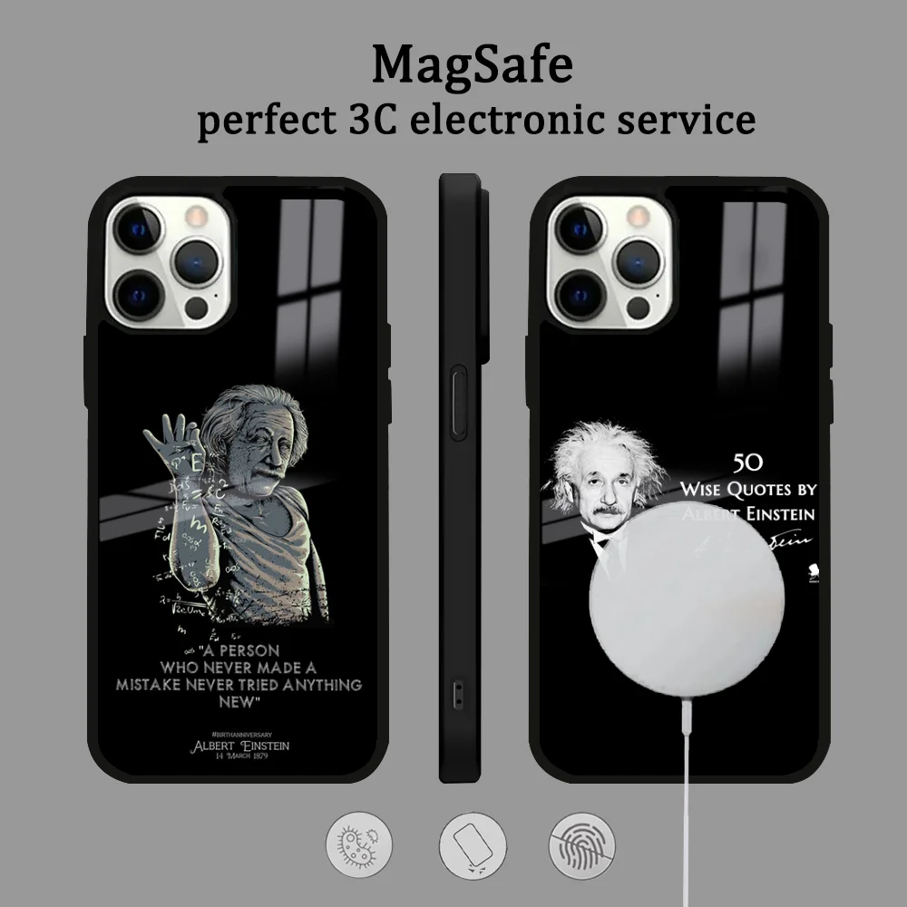 Einstein's Growth In Knowledge And Wisdom Phone Case For IPhone 16 15 14 13 12 11 Pro Max Plus Mini Magsafe Mirror Wireless Magn