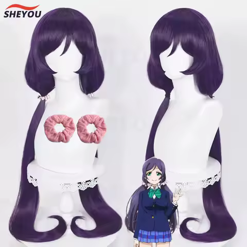 High Quality Nozomi Tojo Cosplay Wig Anime LoveLive! Love Live Long Purple Black Heat Resistant Synthetic Hair Wigs + Wig Cap