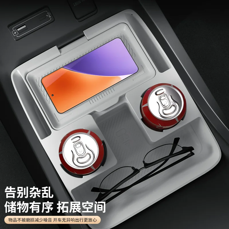 For Xpeng X9 2024-2026 – Center Console Drop-in Silicone Tray, Storage Box with Sunglass Holder, Interior Accessory