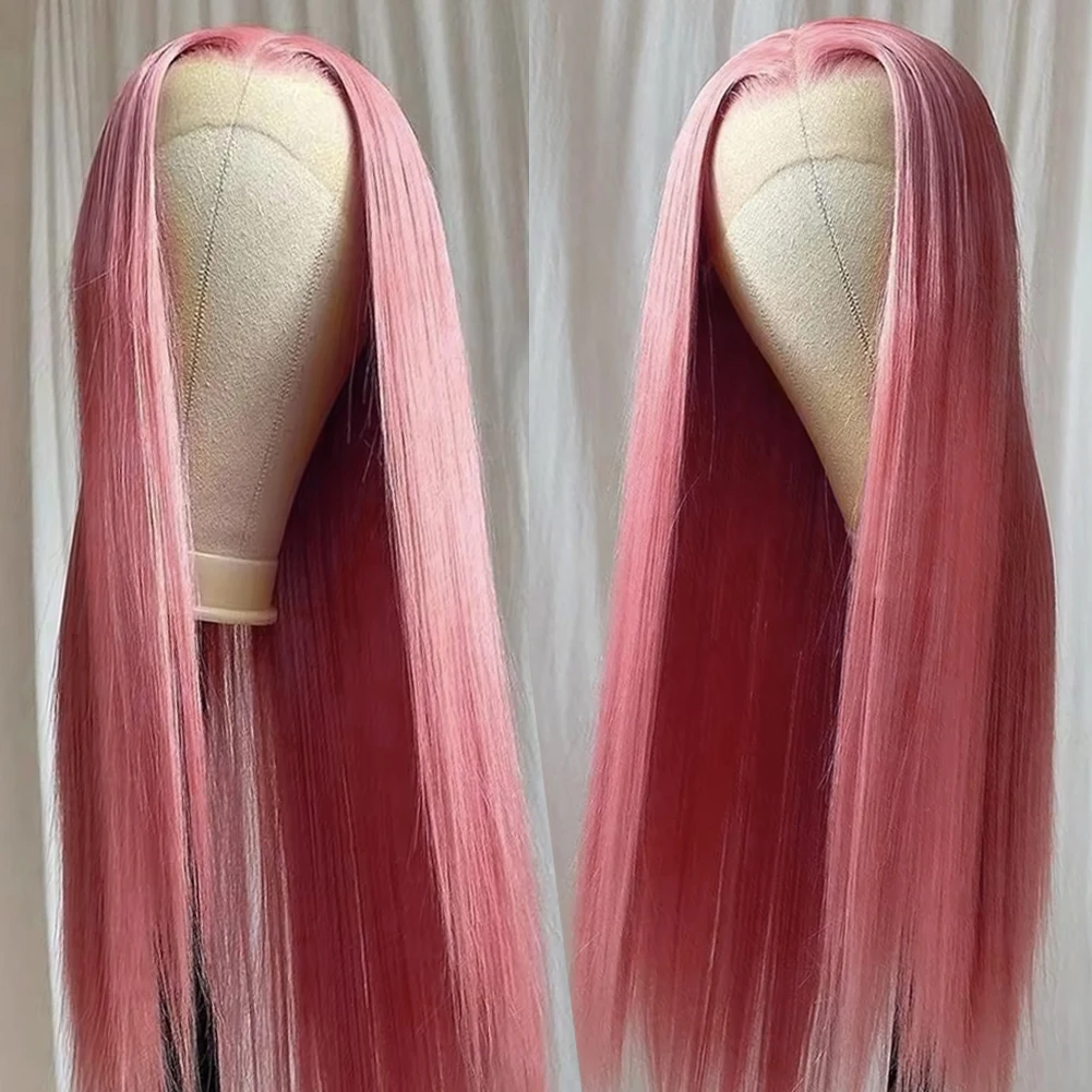 

UStyleHair Pink Lace Front Wig for Women 13x4 Long Silky Straight Synthetic Hair Heat Resistant Daily Cosplay Natural Hairline