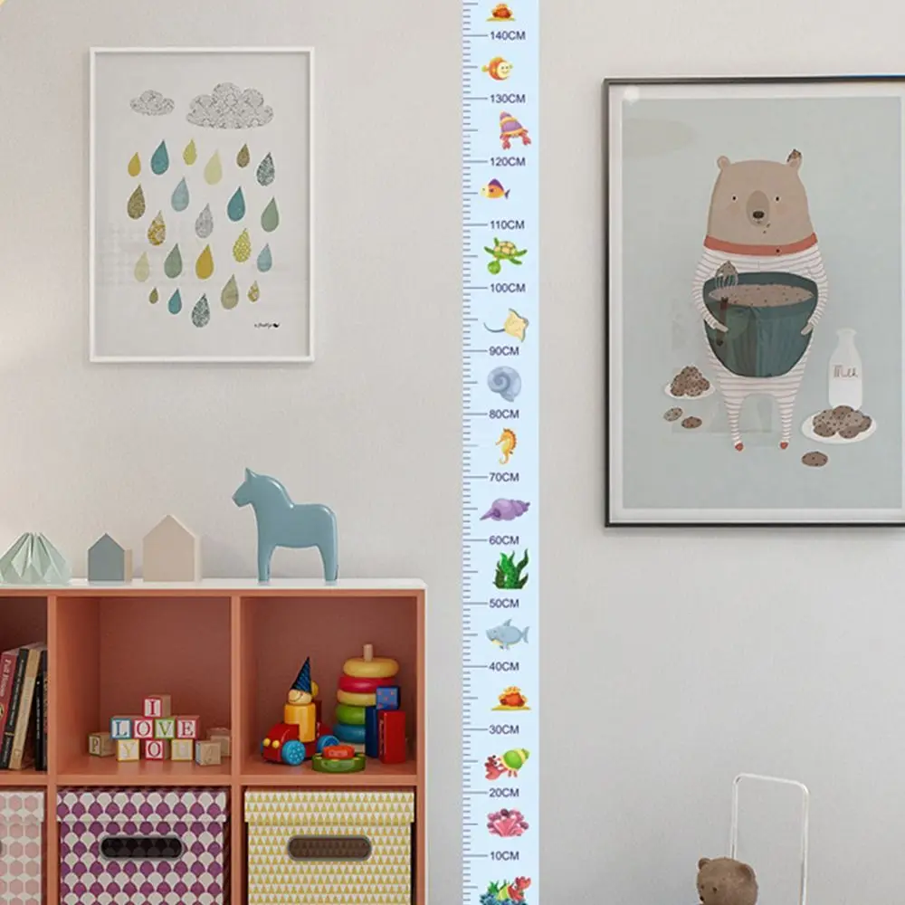 2M Height Height Measurement Sticker Waterproof Self-adhesive Height Measuring Tape Catoon Pattern Removable Child Growth Chart