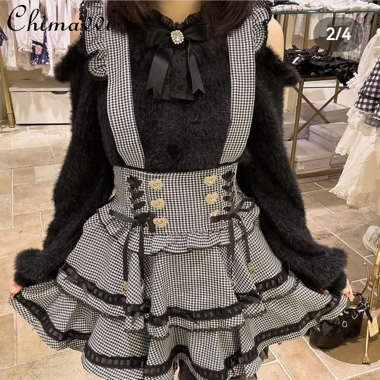 Liz japonais produit en série doux nœud papillon moelleux épaules dénudées tricoté pull automne nouvelle fille mignonne à manches longues Lolita pull