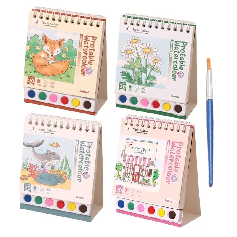 Kleurboek 20-pagina's draagbaar aquarel kleurboek kleuterschool gekleurde graffiti verlichting notitie prentenboek