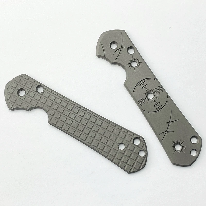 1piece Customize Titanium Alloy Grip Handle Scales for CR Large Sbenza 21 Knife with Lattice Texture Modification Parts