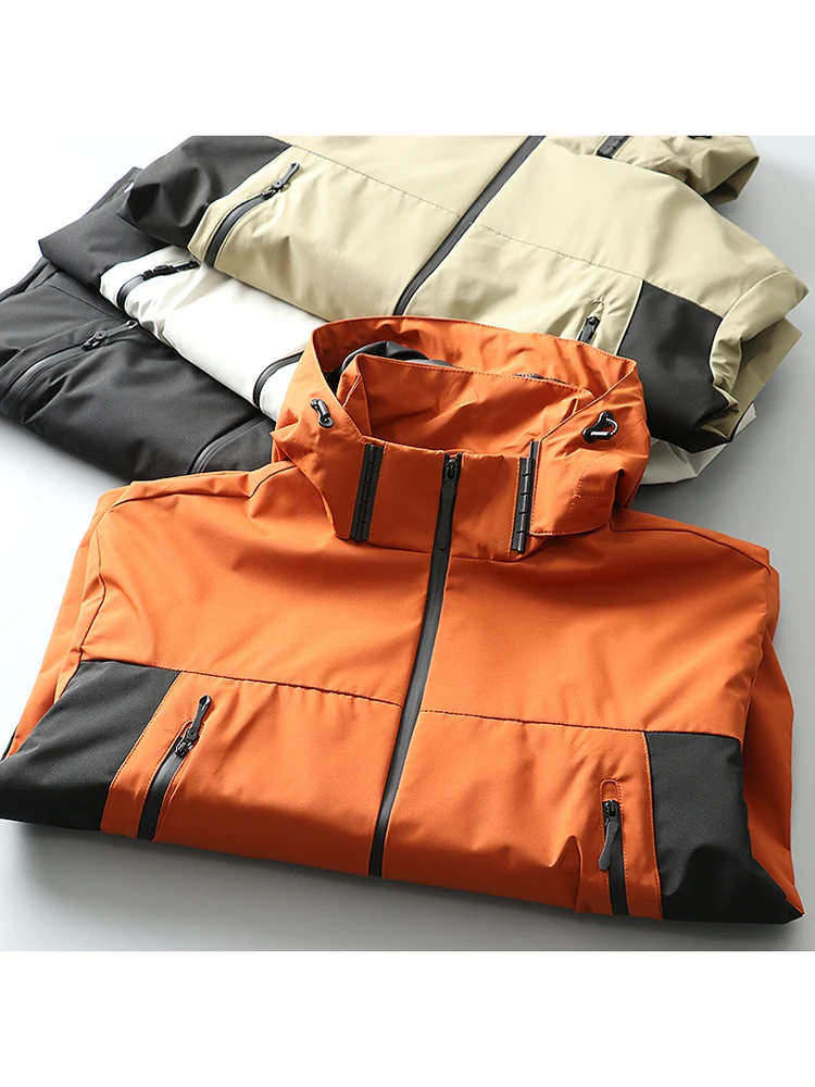 

Уличная куртка с 3D-эффектом, ветрозащитная, водонепроницаемая, с капюшоном, в стиле колор-блок, молодежная, весенне-осенняя, стандартного кроя, верхняя одежда