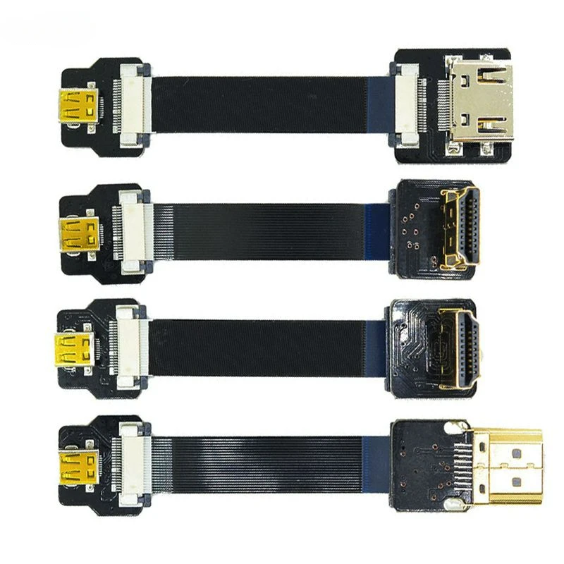 Złącze wstążkowe FPV HDMI Elastyczny kabel płaski Raspberry Pi 4 Micro HDMI do HDMI/Mini HDMI żeńskie 90 stopni FFC 20pin