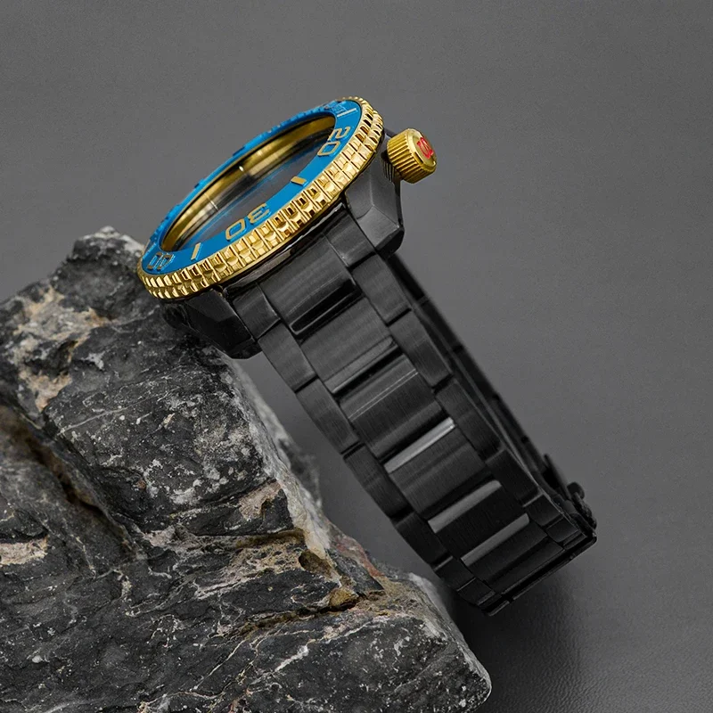 Caixa de relógio preta e pulseira, compatível com relógio mergulhador spb185/187 para nh35 nh36 movimento automático 200m vidro safira à prova d'água