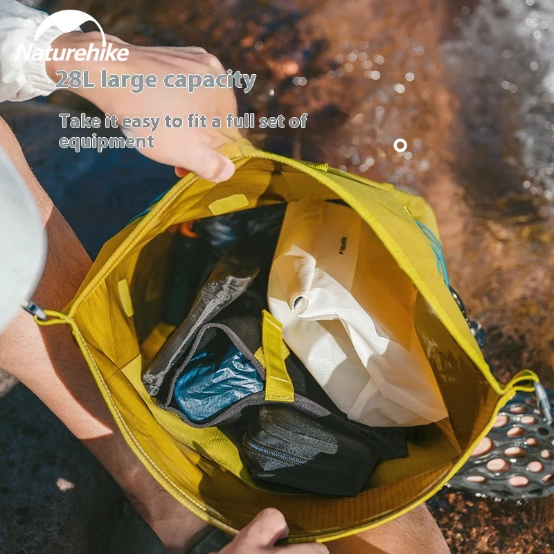 

Naturehike 28L водонепроницаемый рюкзак IPX7 600DP полиэстер большой емкости для сухого и влажного разделения для хранения на открытом воздухе, речного рафтинга и пешего туризма