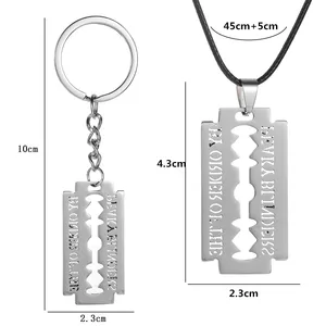 Gantungan Kunci Pisau Cukur Baja Tahan Karat Gantungan Kunci Gaya Perhiasan Film Penutup Mata Runcing Aksesori Gantungan Kunci Pisau untuk Hadiah Wanita Pria 12 penutup mata kelingking penjualan terbaik - №