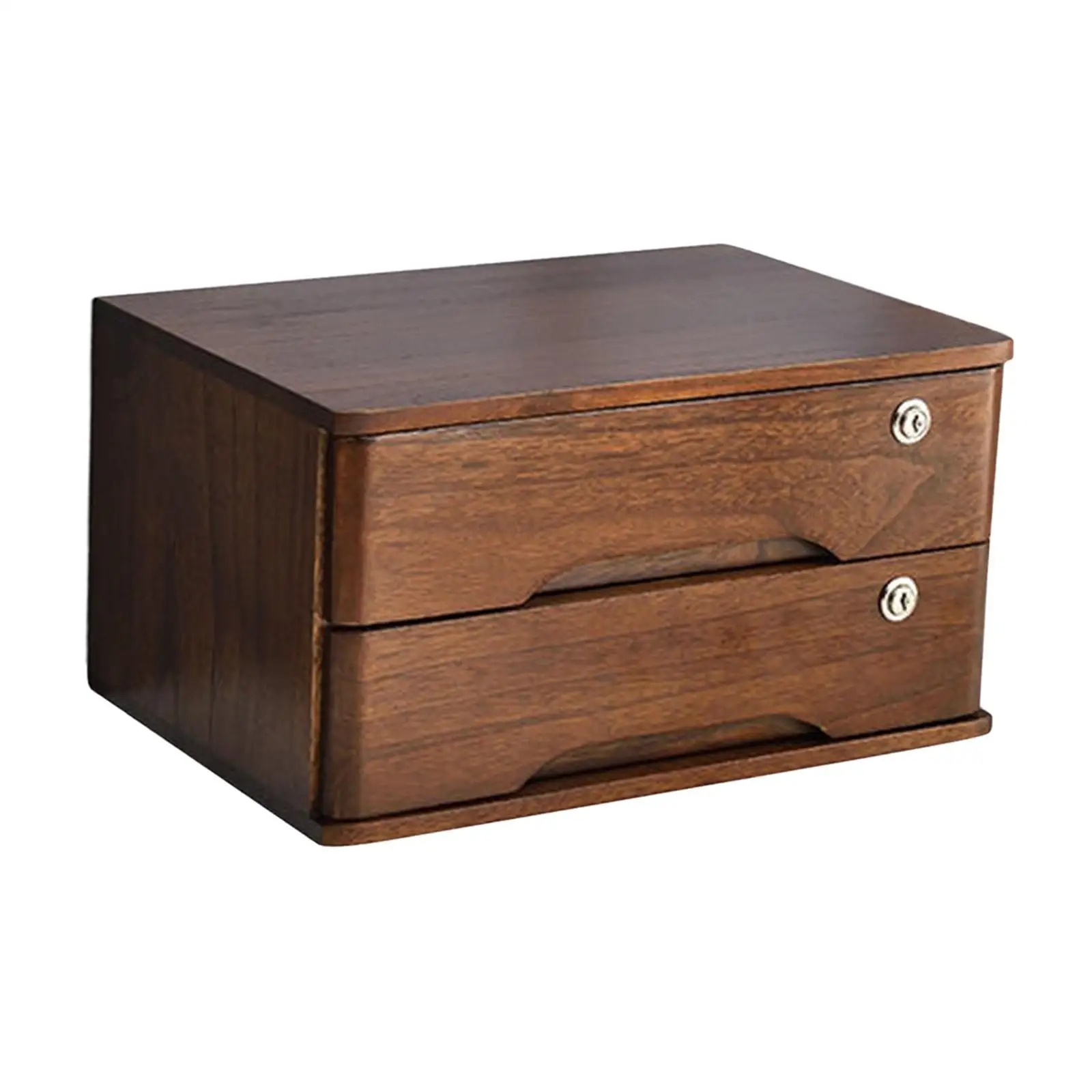 

Wooden Desktop Storage Box with Lock Makeup Box for Countertop Dresser