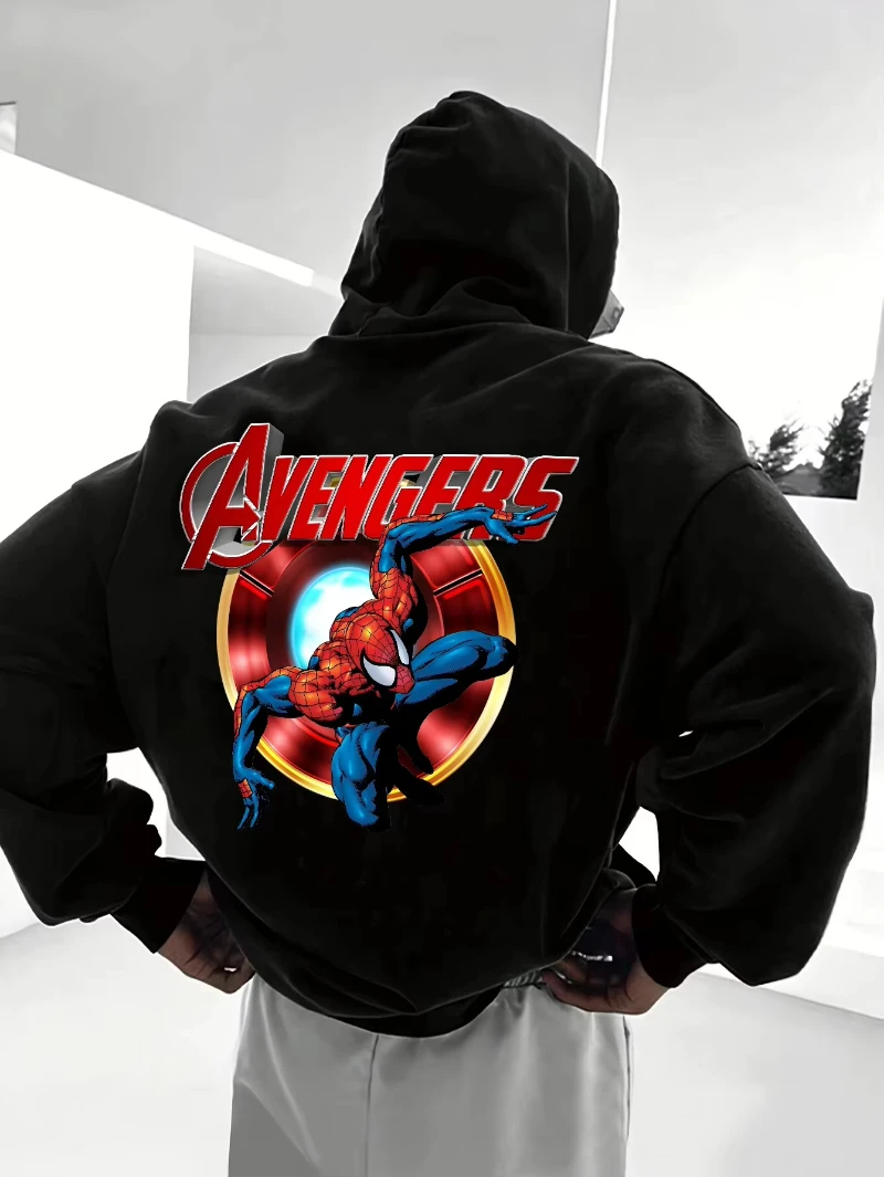 เสื้อฮู้ดผู้ชายลายซูเปอร์ฮีโร่ฮัลค์ สไปเดอร์แมน เดดพูล ของแท้จากมาร์เวล คอลเลคชั่นฤดูใบไม้ร่วง/ฤดูหนาว คุณภาพสูง ทรงหลวม อุ่นสบาย